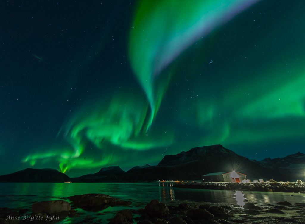 Auroras boreales desde la isla de Kvaløya, Noruega