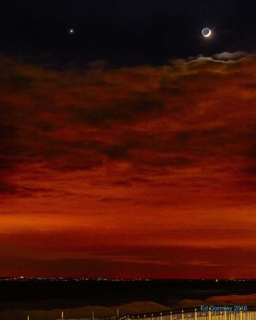 Venus y la Luna desde Nueva York, Estados Unidos