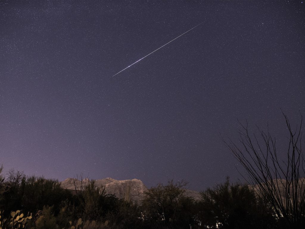 Foto de un meteoro desde Arizona, Estados Unidos