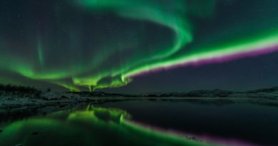 Auroras boreales desde Skarsfjorden, Noruega