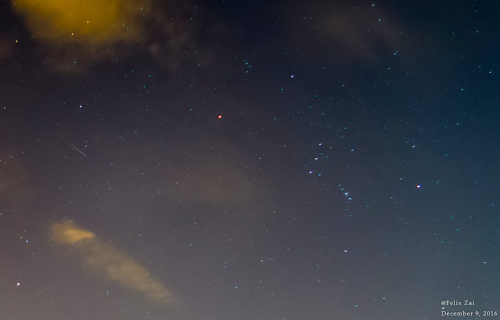 La constelación de Orión desde Ontario, Canadá
