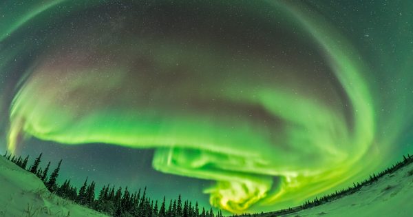 Auroras boreales desde Manitoba, Canadá
