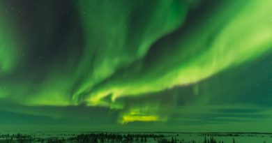 Auroras boreales desde la provincia de Manitoba, Canadá
