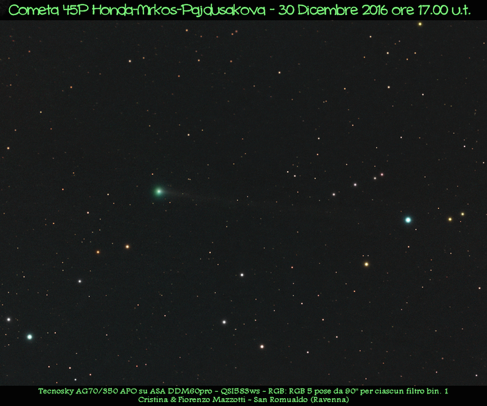 Foto del Cometa 45P/Honda–Mrkos–Pajdušáková (30-diciembre-2016)