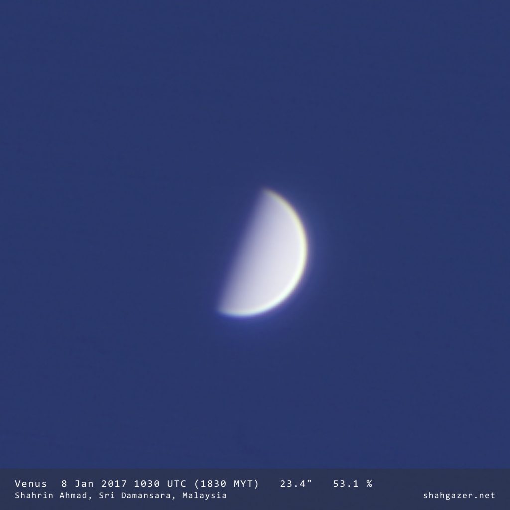 Foto de Venus tomada el 8 de enero de 2017