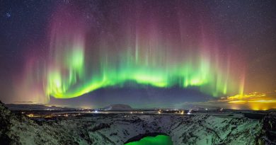 Auroras boreales desde Suðurland, Islandia