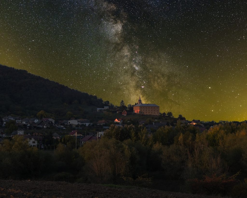 La Vía Láctea desde Brehov, Eslovaquia