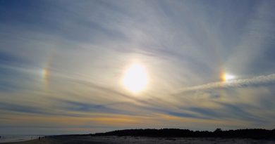El Sol y parhelios desde Carolina del Sur, Estados Unidos