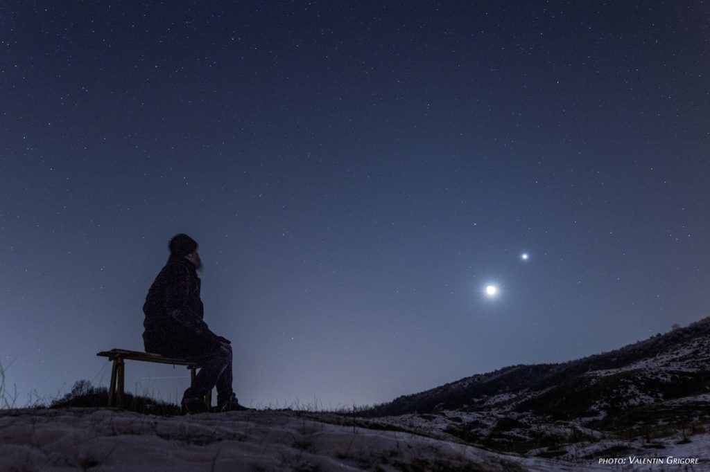 Foto de la Luna, Venus y Marte desde Rumanía