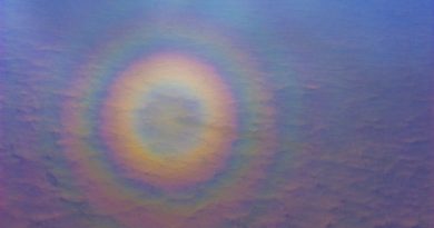 Fotografía de una gloria captada desde un avión sobre el Atlántico