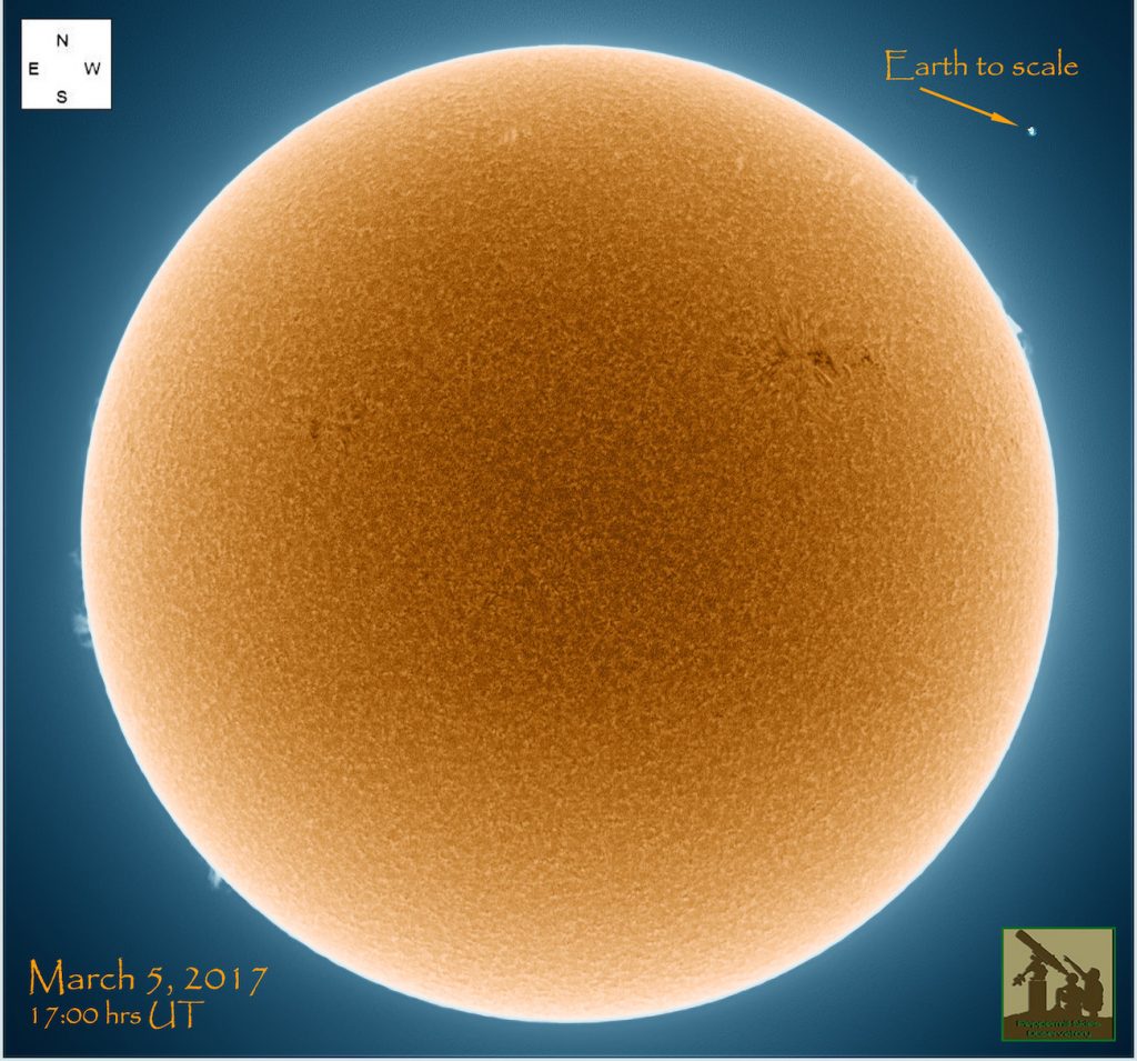 Fotografía del Sol tomada en H-alfa