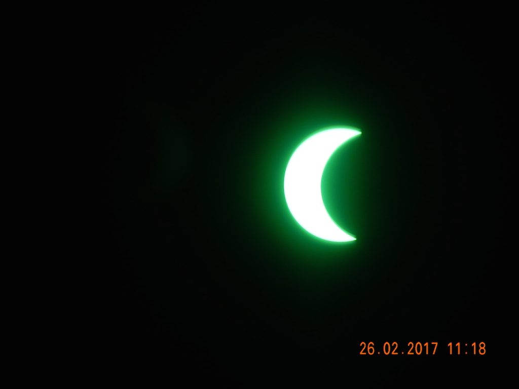 Foto del eclipse solar, fase parcial, desde Piriápolis (Uruguay)