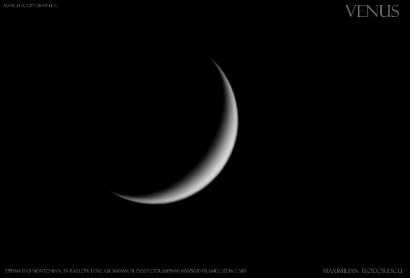Foto de Venus tomada el 4 de marzo de 2017 desde Rumanía