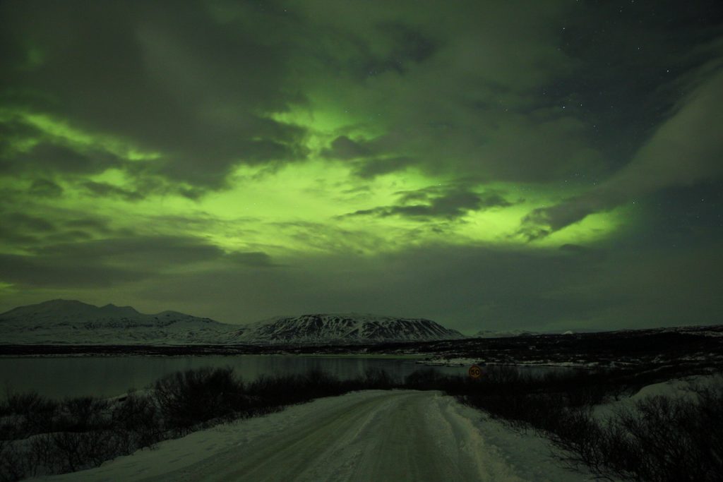 Auroras boreales desde Þingvellir, Islandia