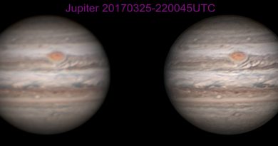 Imágenes de Júpiter tomadas el 25 de marzo de 2017