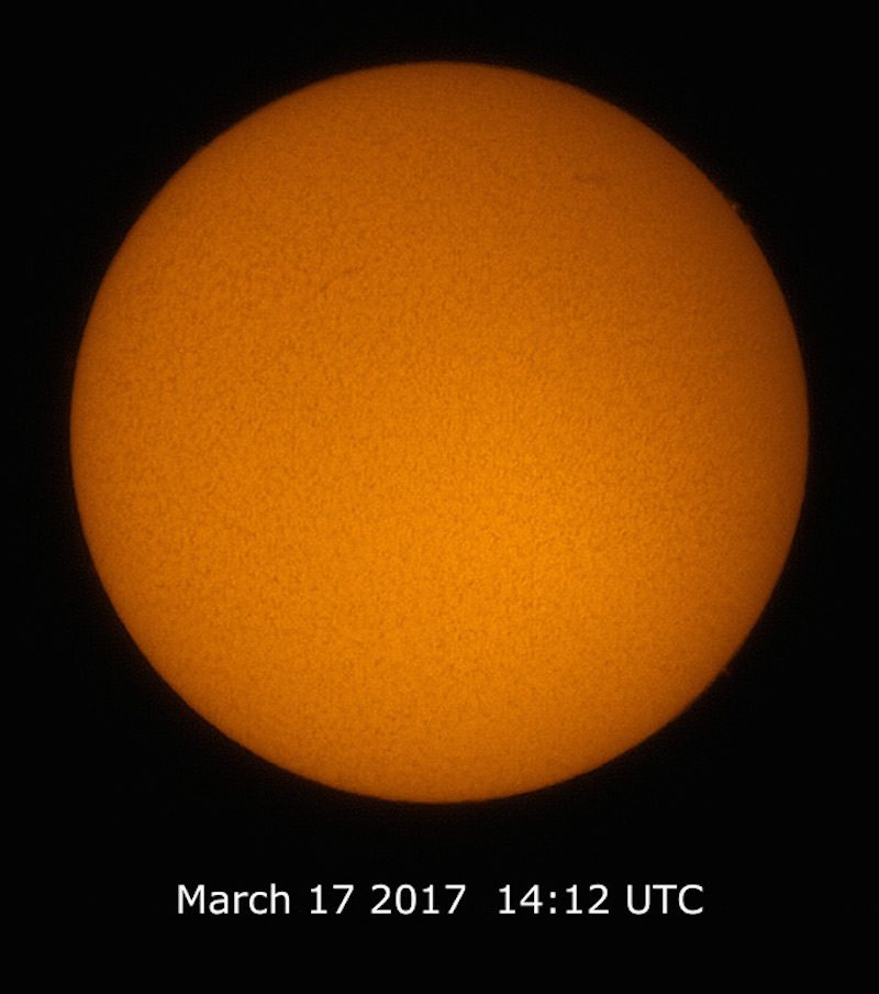 Imagen del Sol tomada el 17 de marzo de 2017