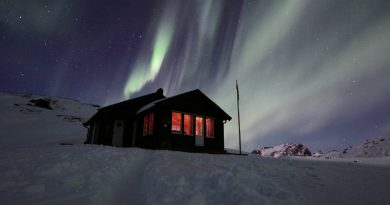 Auroras boreales desde las islas Lofoten, Noruega