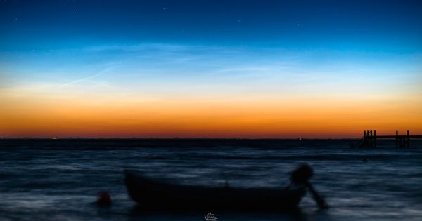 Nubes noctilucentes desde Sjælland, Dinamarca