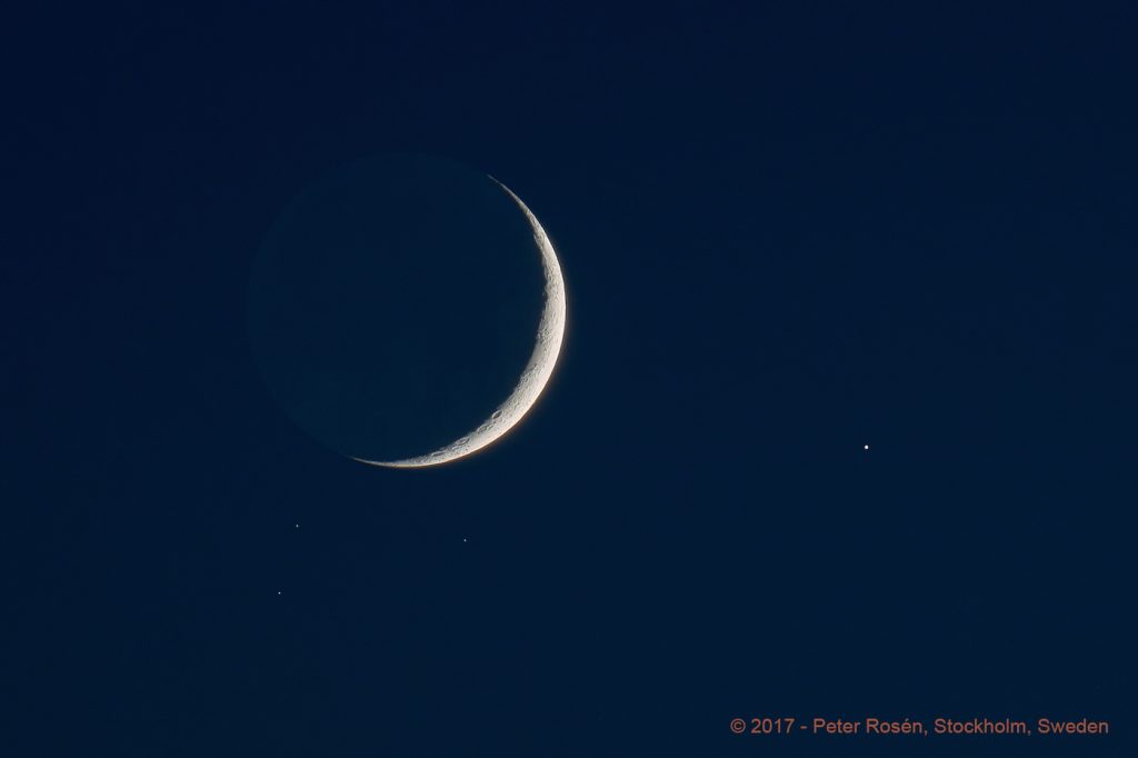La Luna y Aldebarán desde Estocolmo, Suecia