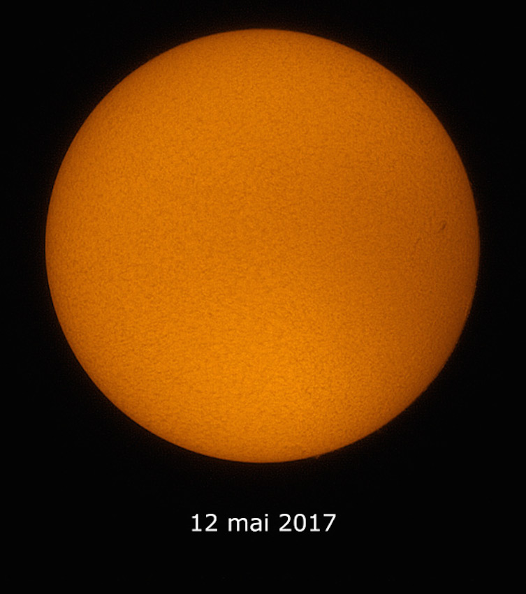 Imagen del Sol tomada el 12 de mayo de 2017