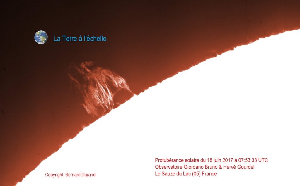 Imagen de una prominencia solar tomada el 18 de junio