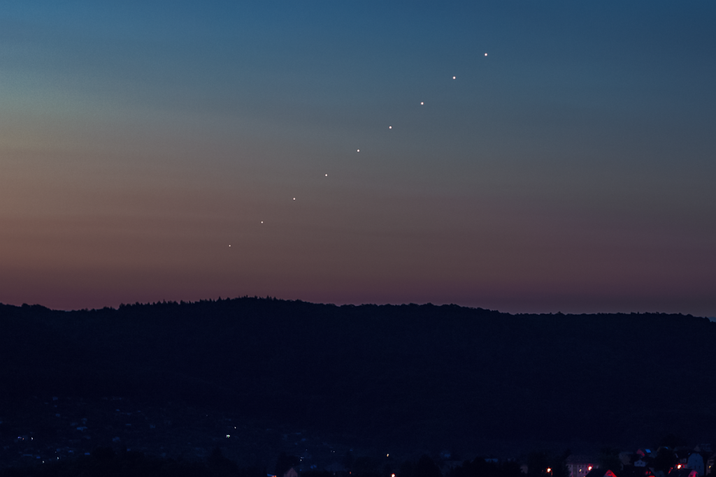 La secuencia de la salida de Venus en Sajonia, Alemania