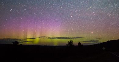 Auroras boreales y un meteoro desde Minnesota, Estados Unidos