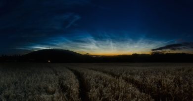 Nubes noctilucentes desde Brehov, Eslovaquia