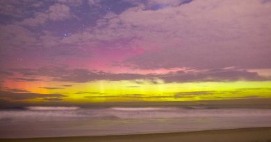 Auroras australes desde Dunedin, Nueva Zelanda