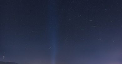 Imagen de perseidas sobre la ciudad de Banská Bystrica, Eslovaquia