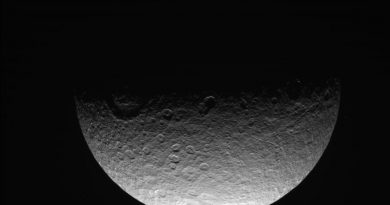 Imagen de Rea, luna de Saturno, tomada por la sonda Cassini