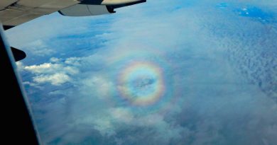 Imagen de una gloria captada desde un avión sobre el Pacífico