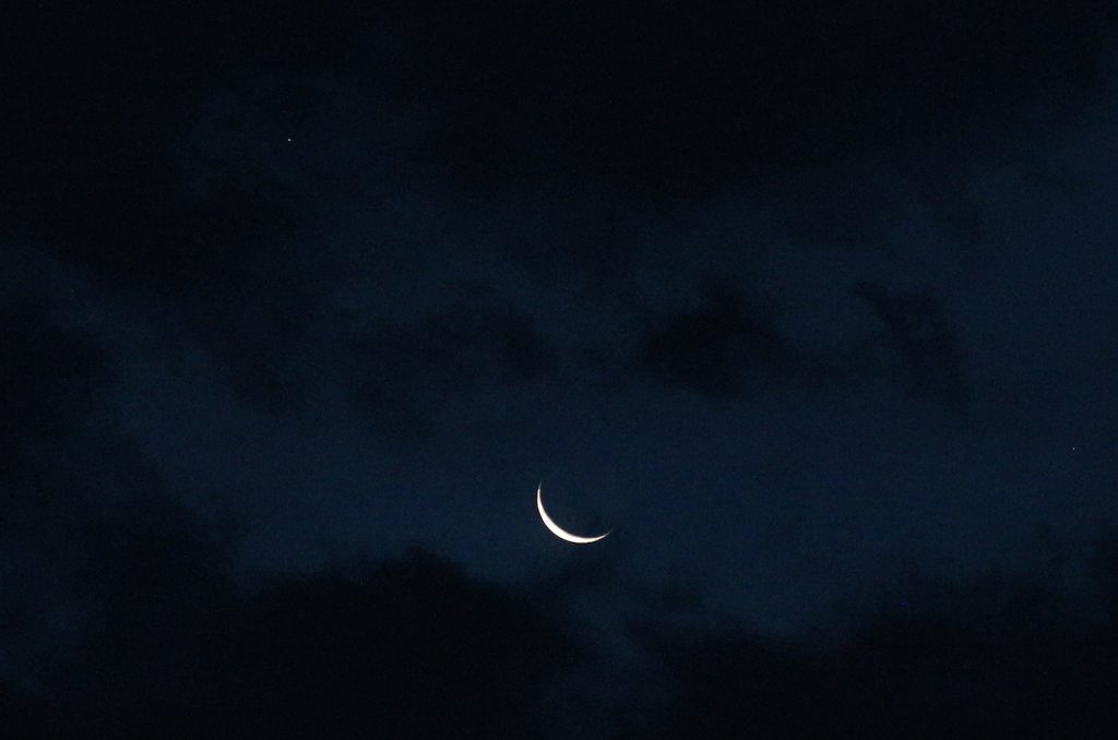 La conjunción de la Luna y Venus desde Arenys de Munt, Barcelona