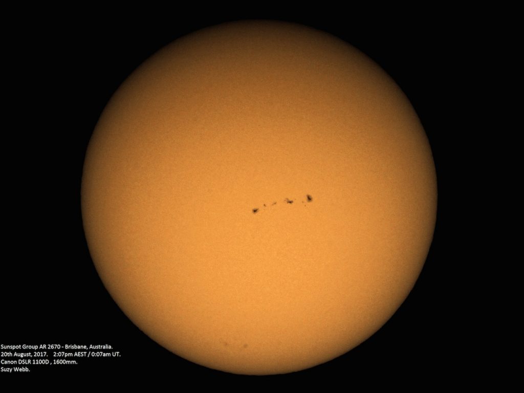 Foto del Sol y la región activa 2671 desde Australia
