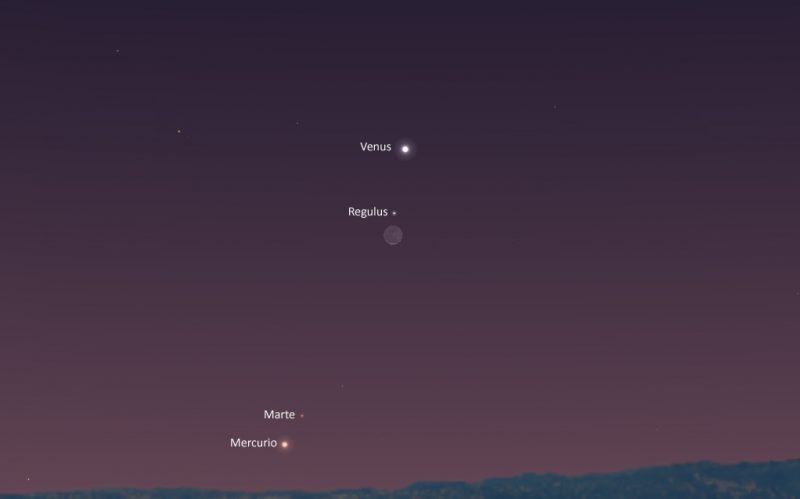 La conjunción de la Luna, Venus y Regulus será visible antes del amanecer del 18 de septiembre