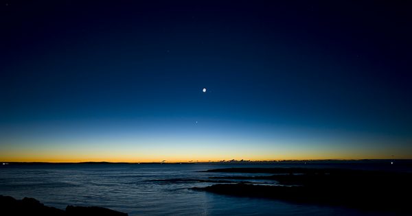 La Luna, Marte y Venus desde Maine, Estados Unidos