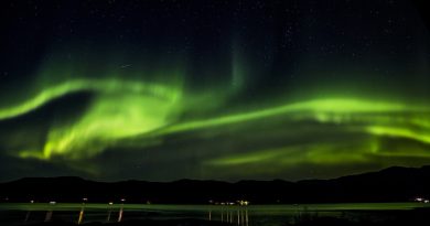 Auroras boreales desde la isla de Kvaløya, Noruega