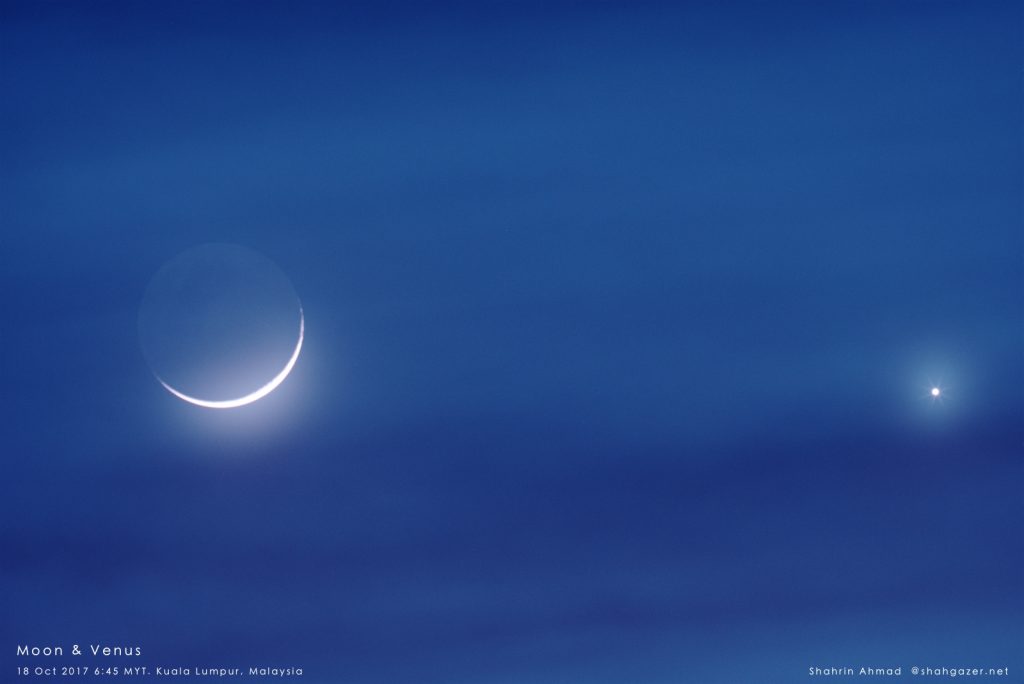 La Luna y Venus desde Malasia
