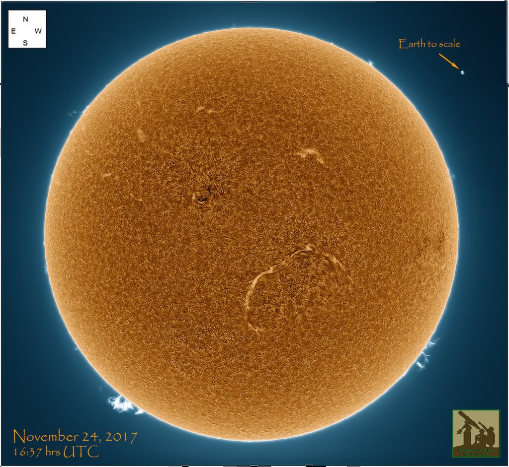 Imagen del Sol tomada el 24 de noviembre de 2017