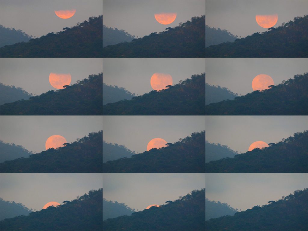 La secuencia de la puesta de la Luna desde Zimbabue