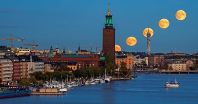 La secuencia de la salida de la Luna desde Estocolmo, Suecia