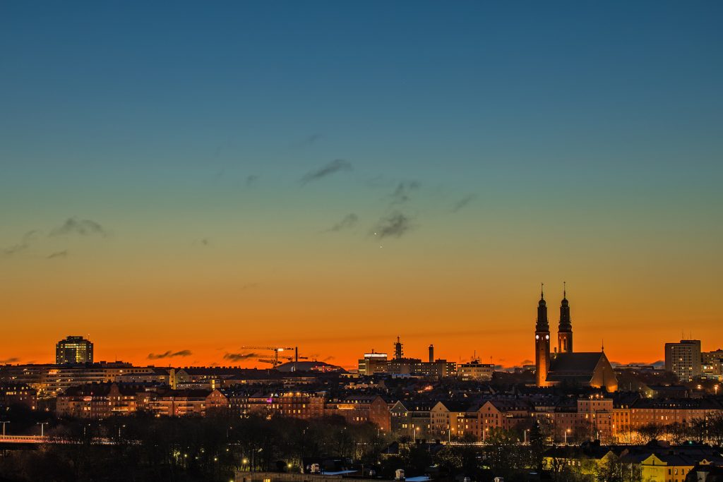 Venus y Júpiter desde Estocolmo, Suecia