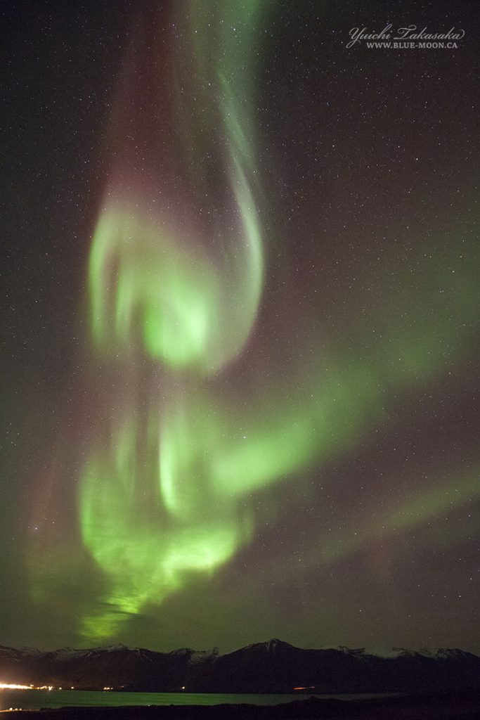 Auroras boreales desde la isla Hrísey, Islandia