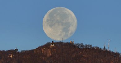 La puesta de la Luna desde Carolina del Norte, Estados Unidos