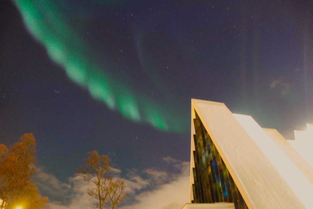 Auroras boreales desde la ciudad de Tromsø, Noruega