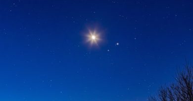 La conjunción de la Luna, Júpiter y Marte desde Alberta, Canadá