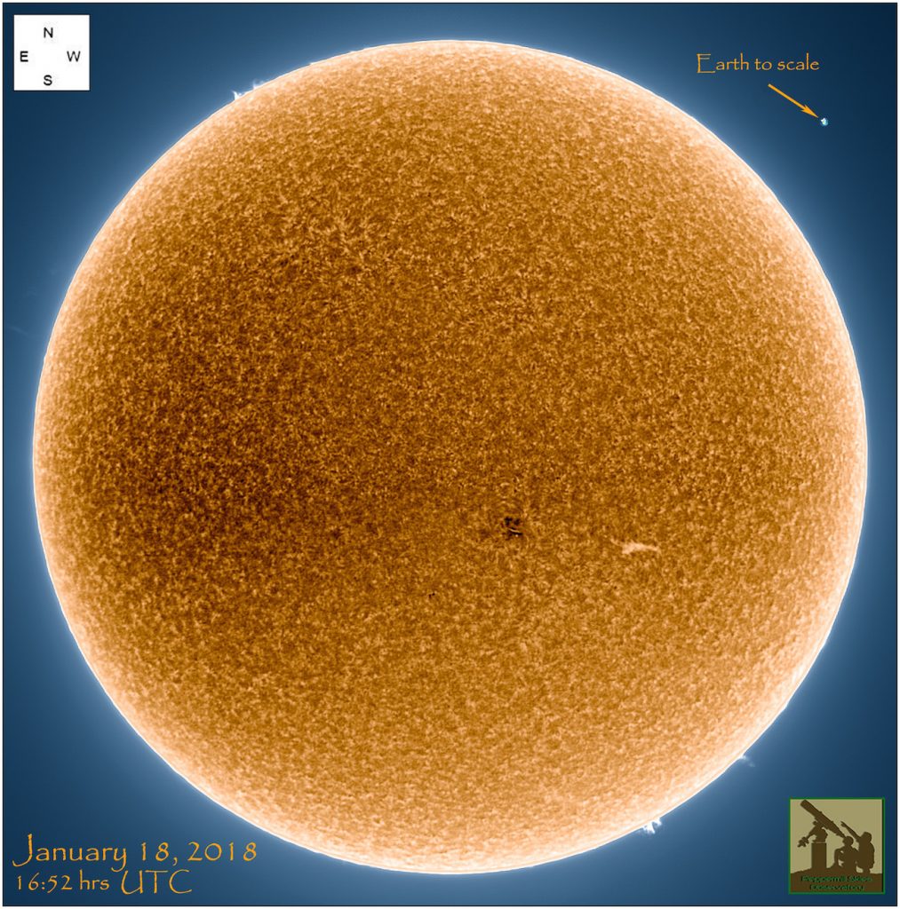 Imagen del Sol tomada el 18 de enero de 2018