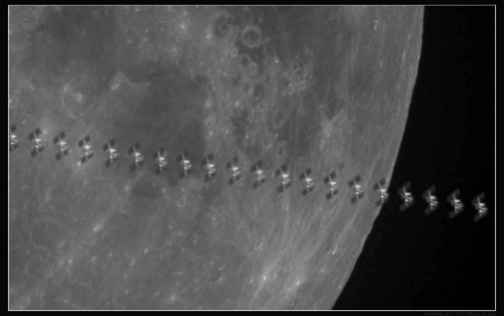 La secuencia del tránsito de la ISS frente a la Luna