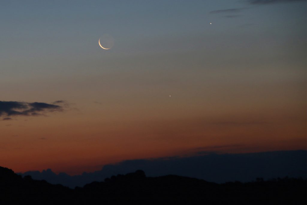 La Luna, Mercurio y Saturno desde Arenys de Munt, Barcelona