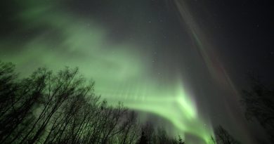 Auroras boreales captadas sobre Fairbanks, Alaska
